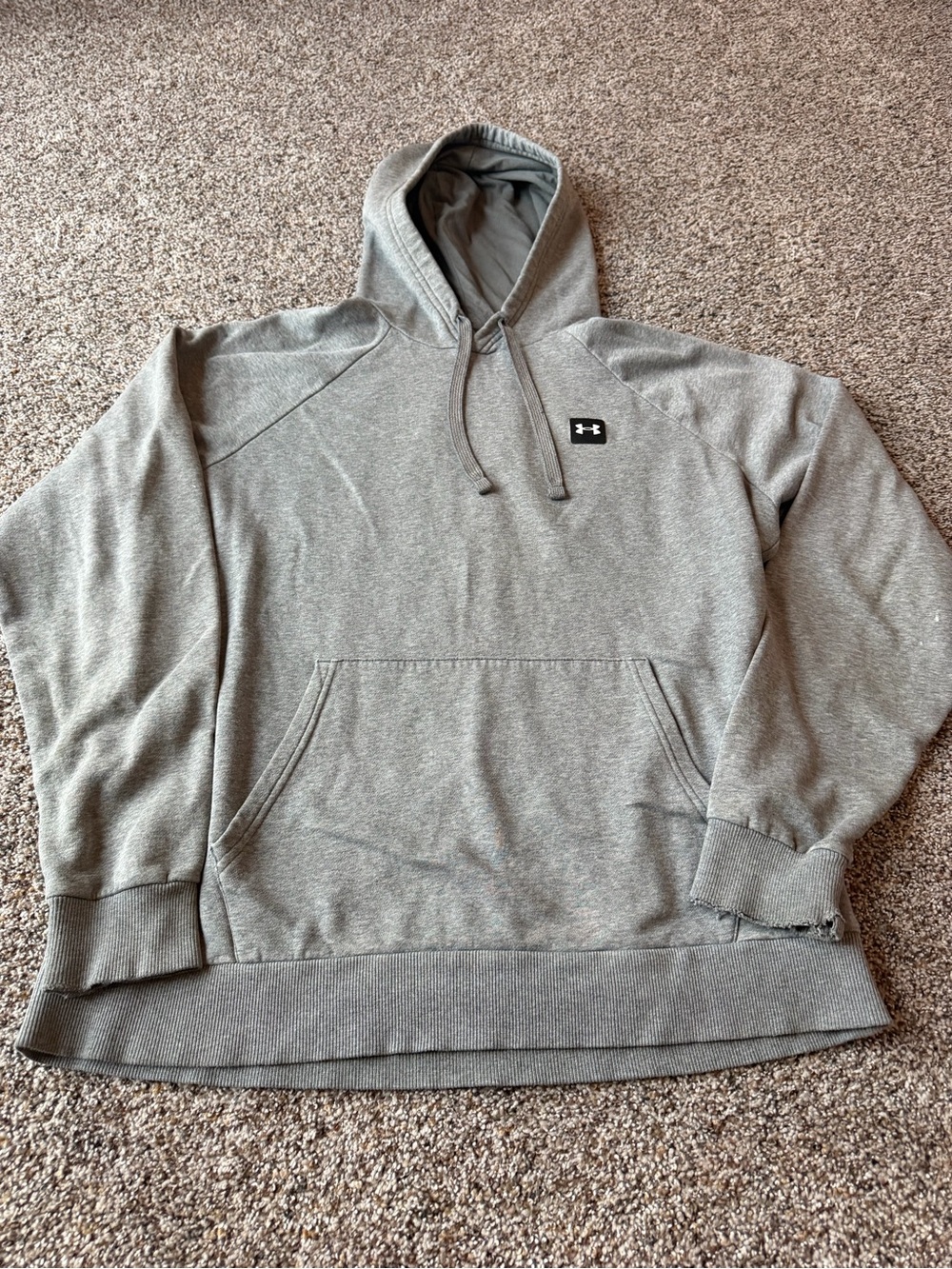 Under Armour ColdGear Mens Large Gray Loose Fit Pullover Hoodie Sweatshirt L